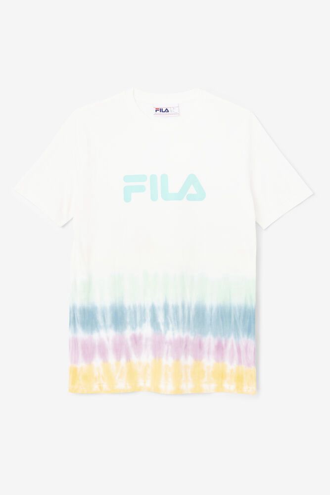 Fila Alivia Tie Dye White T-Shirt Womens - NZ 96102-WLSJ